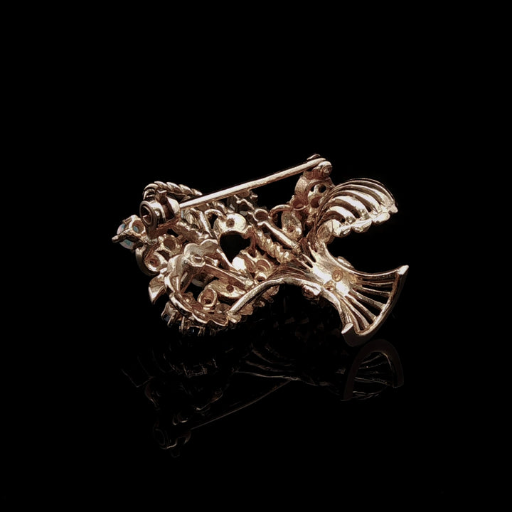 18ct Gold Opal, Sapphire, Ruby and Diamond Floral Basket Brooch, London 1991