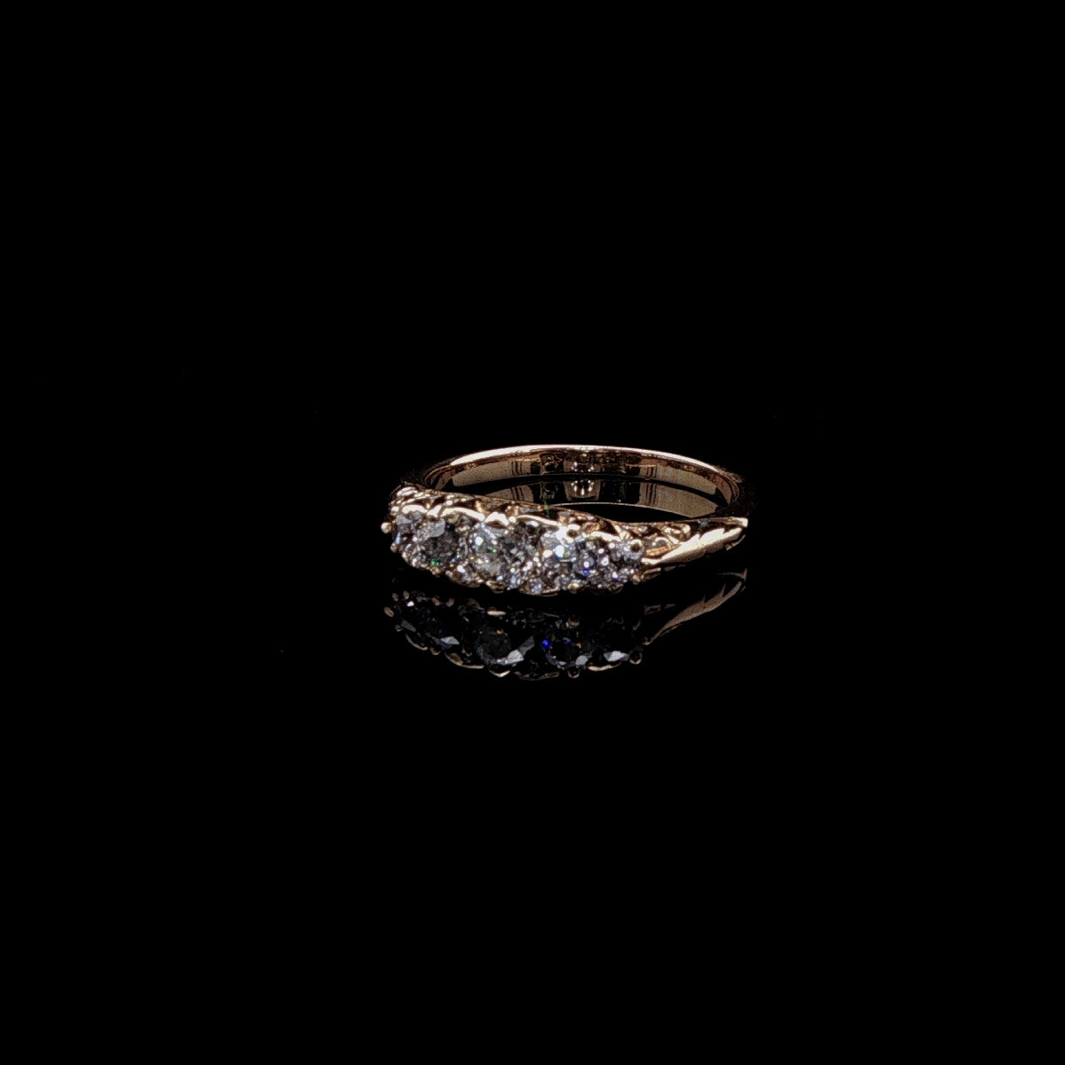 Antique Victorian 18ct Yellow Gold Five Stone Old Cut Diamond Ring, Circa 1870