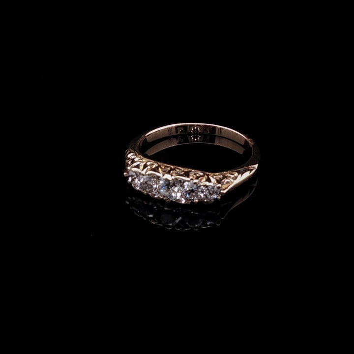 Antique Victorian 18ct Yellow Gold Five Stone Old Cut Diamond Ring, Circa 1870