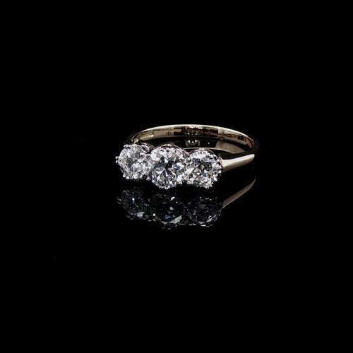 18ct Gold and Platinum Three Stone Old Cut Diamond Ring, 1.17ct
