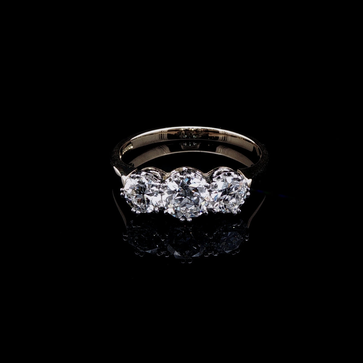 18ct Gold and Platinum Three Stone Old Cut Diamond Ring, 1.17ct
