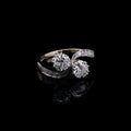 Platinum and 18ct Yellow Gold Diamond Toi et Moi Crossover Ring, 1.06ct