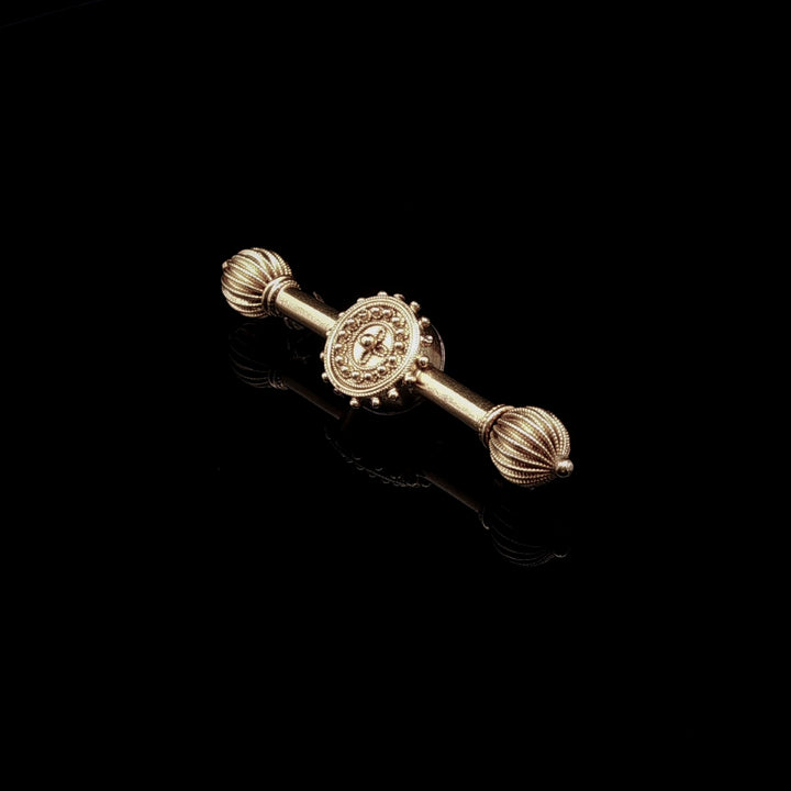 Antique Victorian 18ct Gold Keepsake Bar Brooch with Glazed Locket Compartment, circa 1870