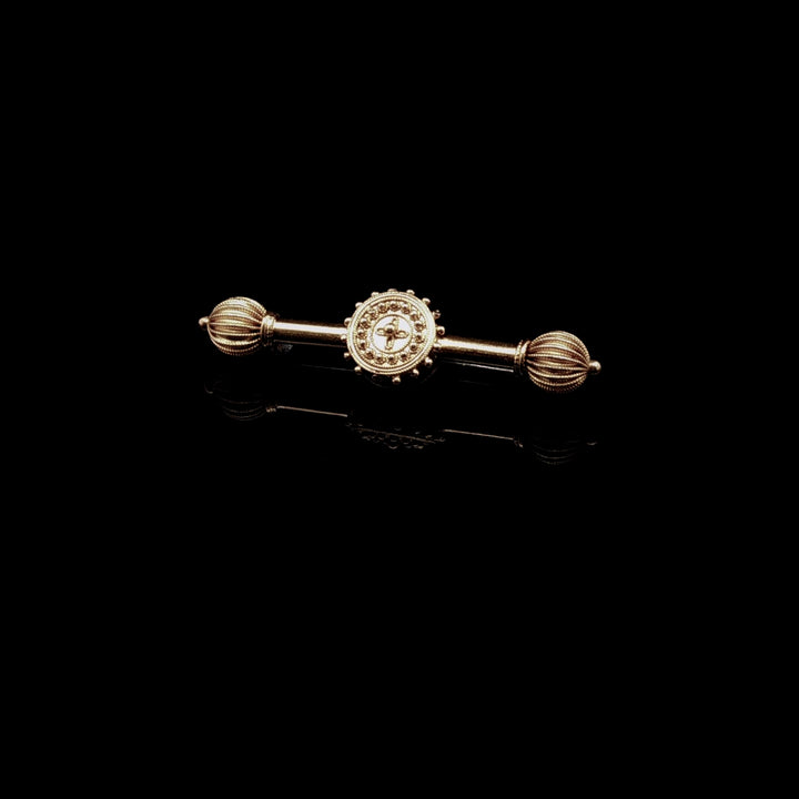 Antique Victorian 18ct Gold Keepsake Bar Brooch with Glazed Locket Compartment, circa 1870