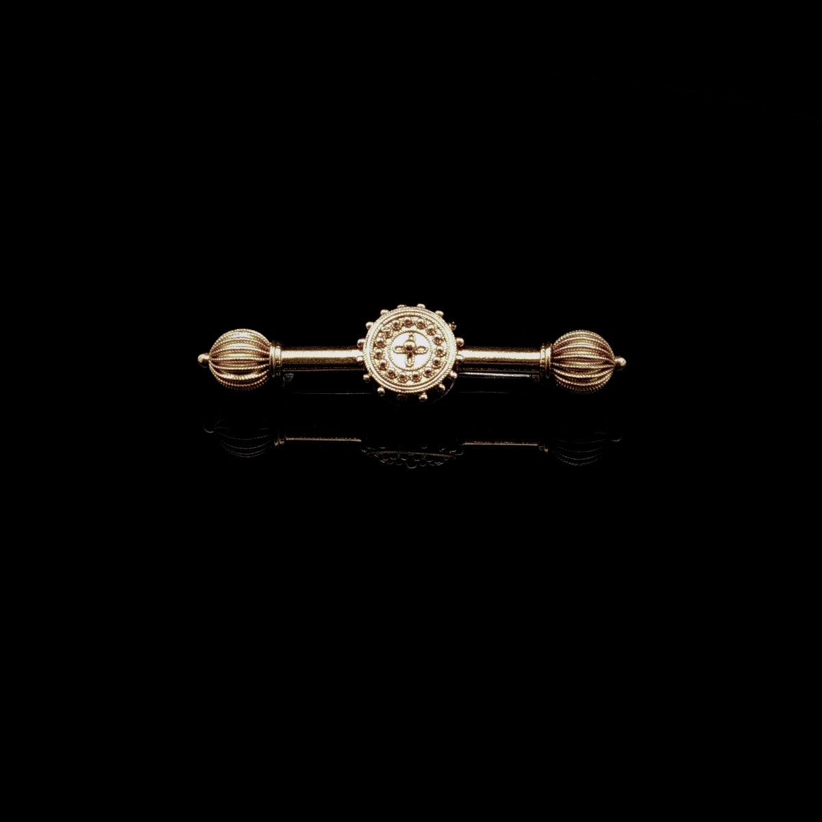 Antique Victorian 18ct Gold Keepsake Bar Brooch with Glazed Locket Compartment, circa 1870
