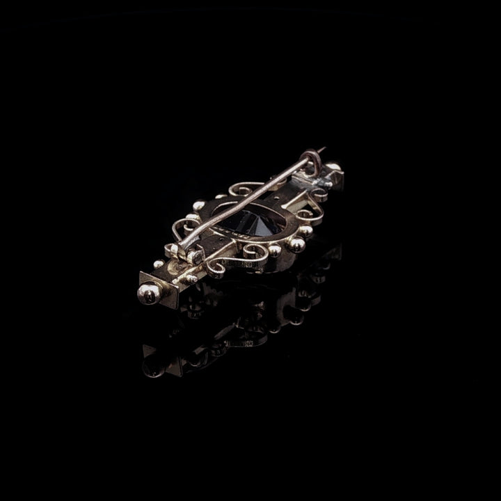 Antique Edwardian 9ct Yellow Gold Amethyst Bar Brooch, Circa 1910