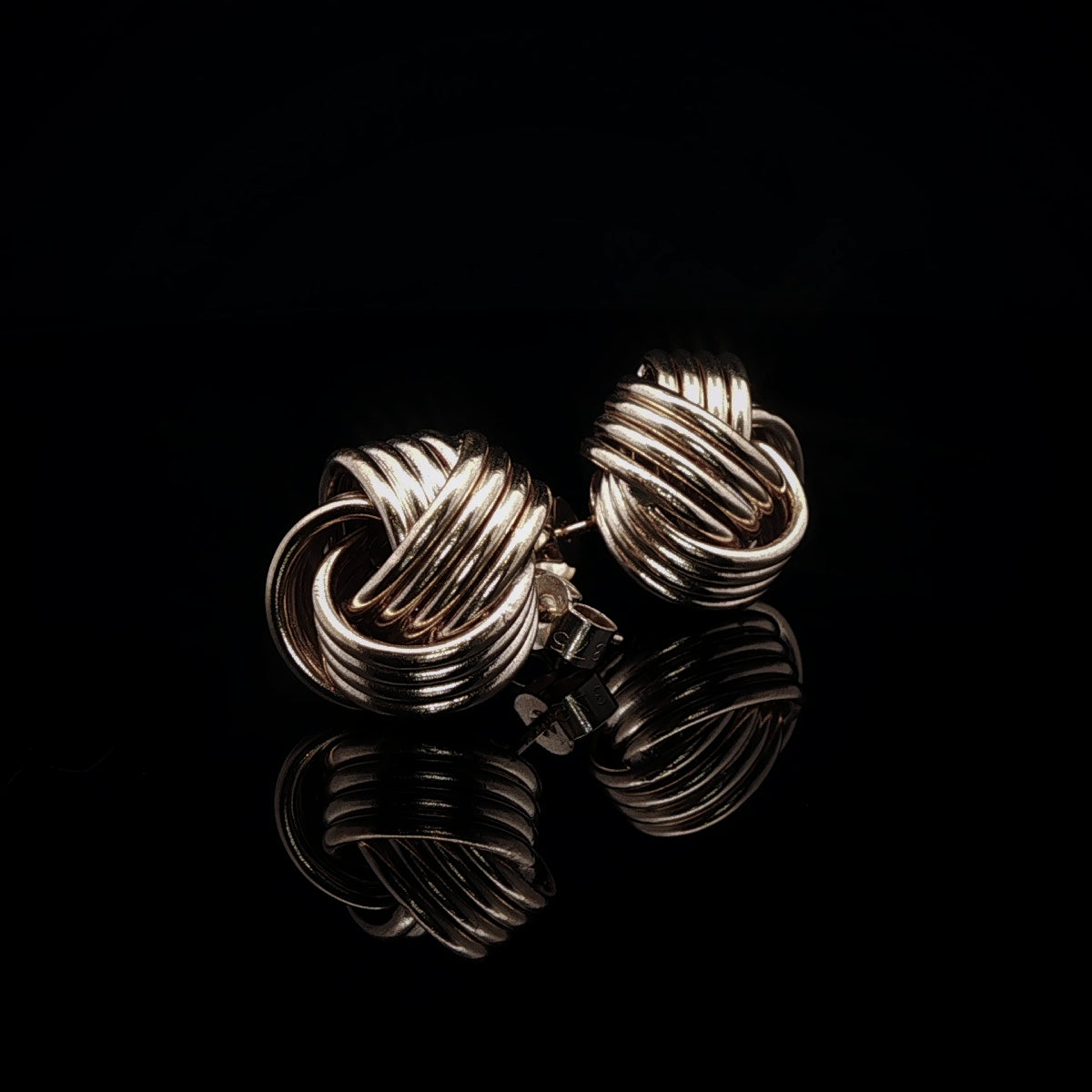 Vintage 9ct Yellow Gold Multi Strand Knot Stud Earrings
