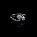 18ct Gold and Platinum Old Cut Diamond Toi et Moi Crossover Ring, 1.02ct