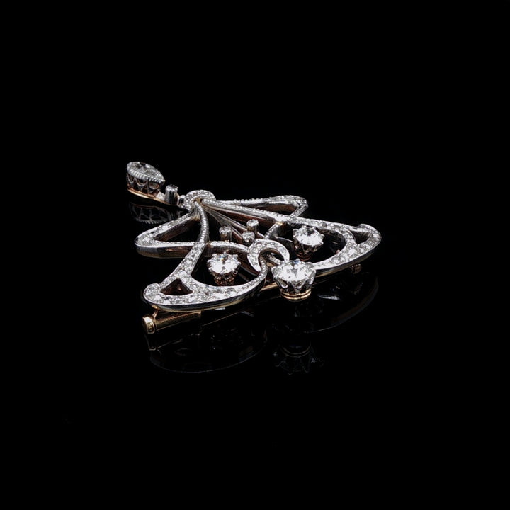 Antique Victorian Platinum and 18ct Gold 1.00ct Diamond Brooch, Circa 1890