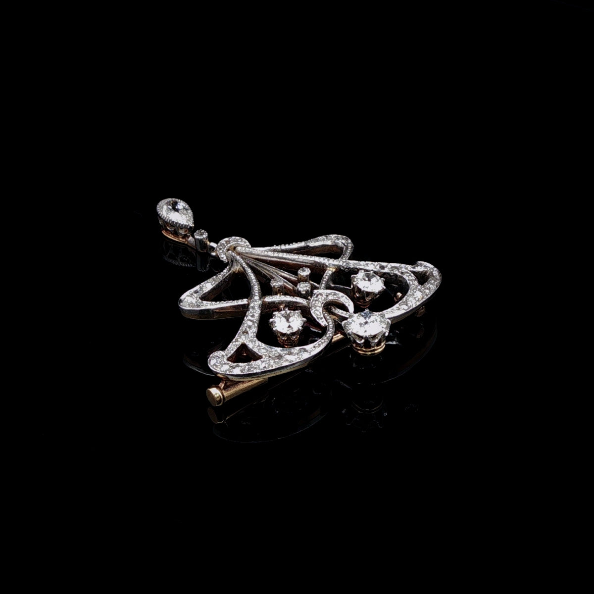 Antique Victorian Platinum and 18ct Gold 1.00ct Diamond Brooch, Circa 1890