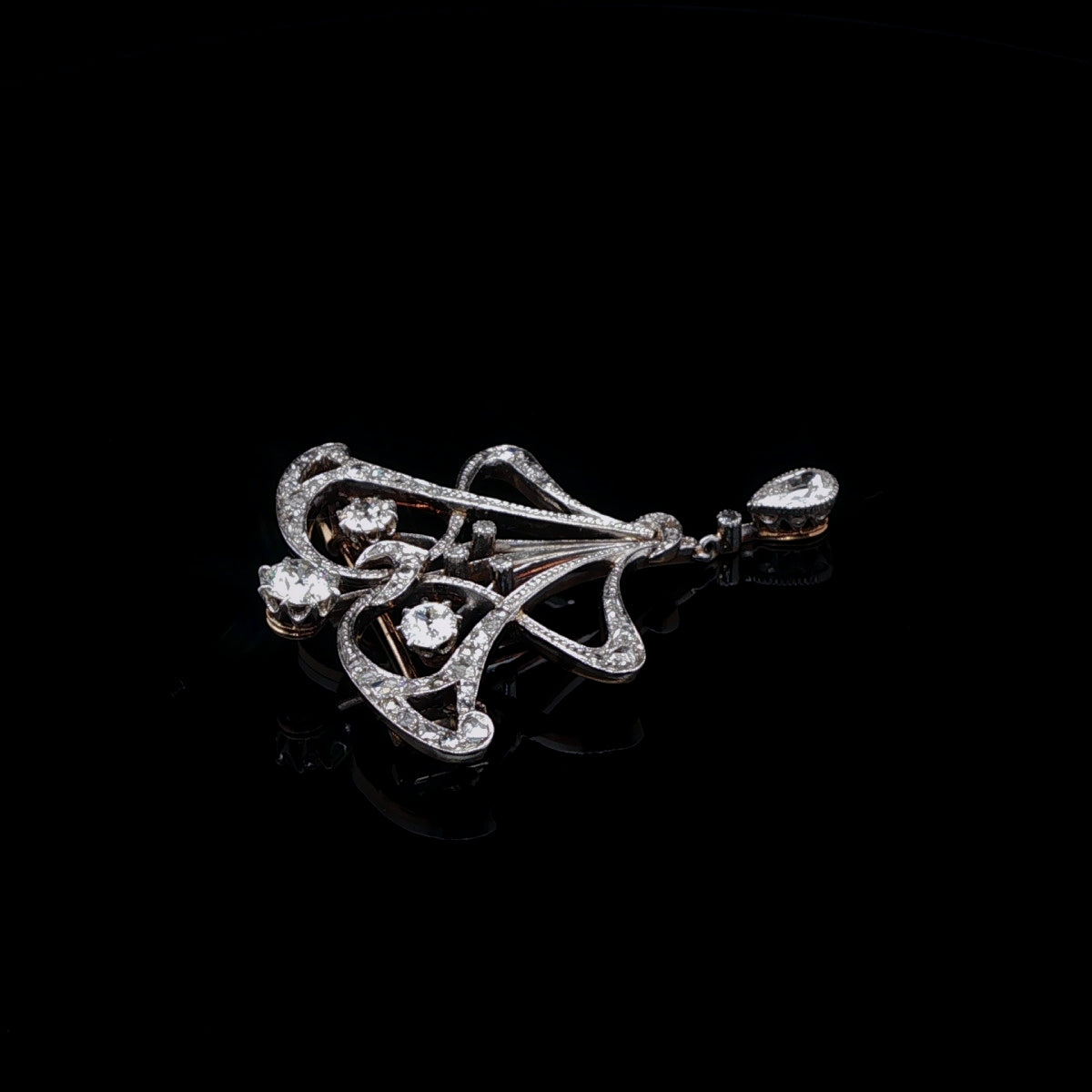 Antique Victorian Platinum and 18ct Gold 1.00ct Diamond Brooch, Circa 1890
