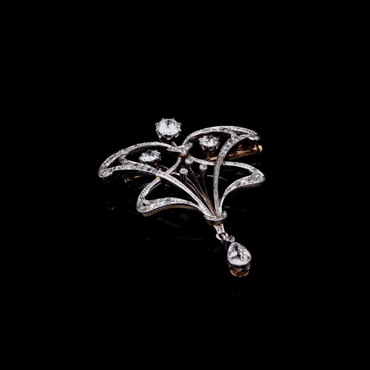 Antique Victorian Platinum and 18ct Gold 1.00ct Diamond Brooch, Circa 1890