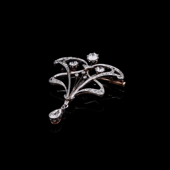 Antique Victorian Platinum and 18ct Gold 1.00ct Diamond Brooch, Circa 1890