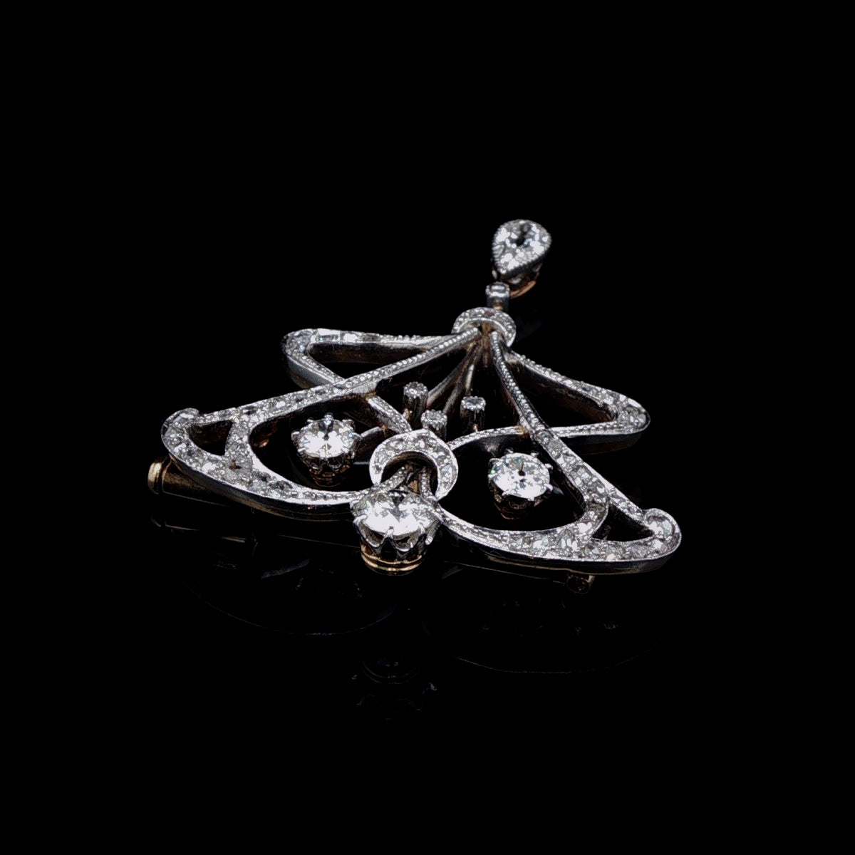 Antique Victorian Platinum and 18ct Gold 1.00ct Diamond Brooch, Circa 1890