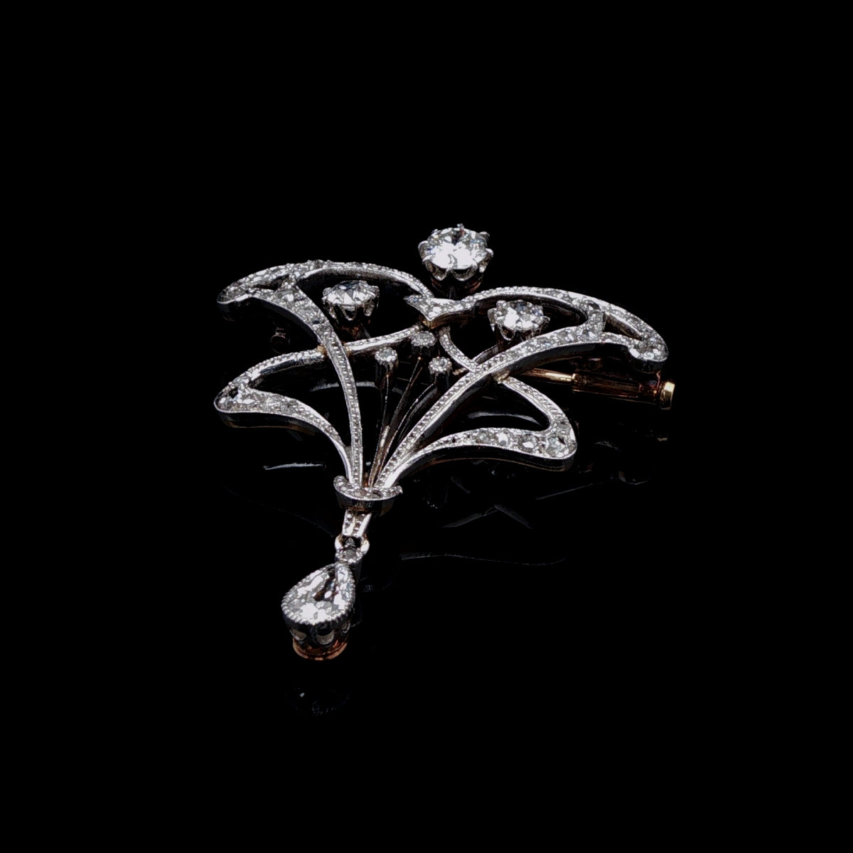 Antique Victorian Platinum and 18ct Gold 1.00ct Diamond Brooch, Circa 1890