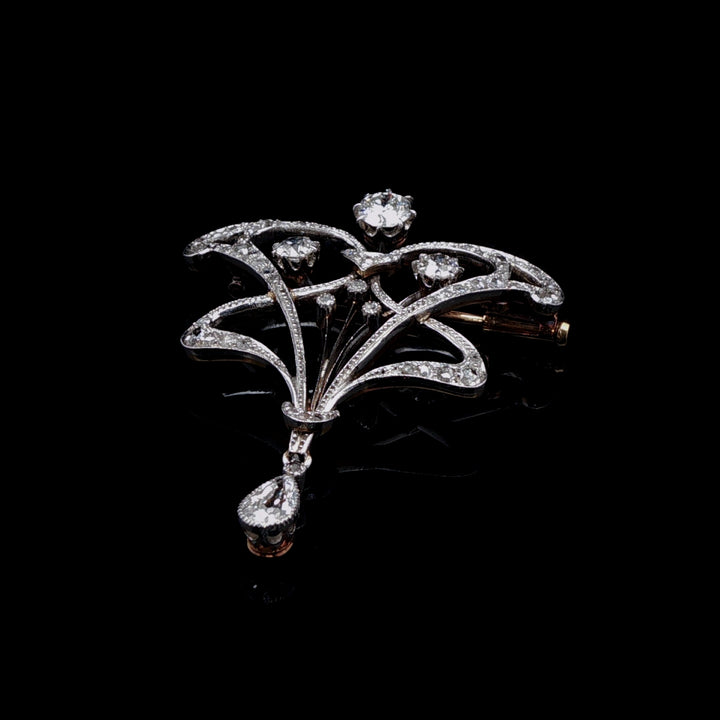 Antique Victorian Platinum and 18ct Gold 1.00ct Diamond Brooch, Circa 1890