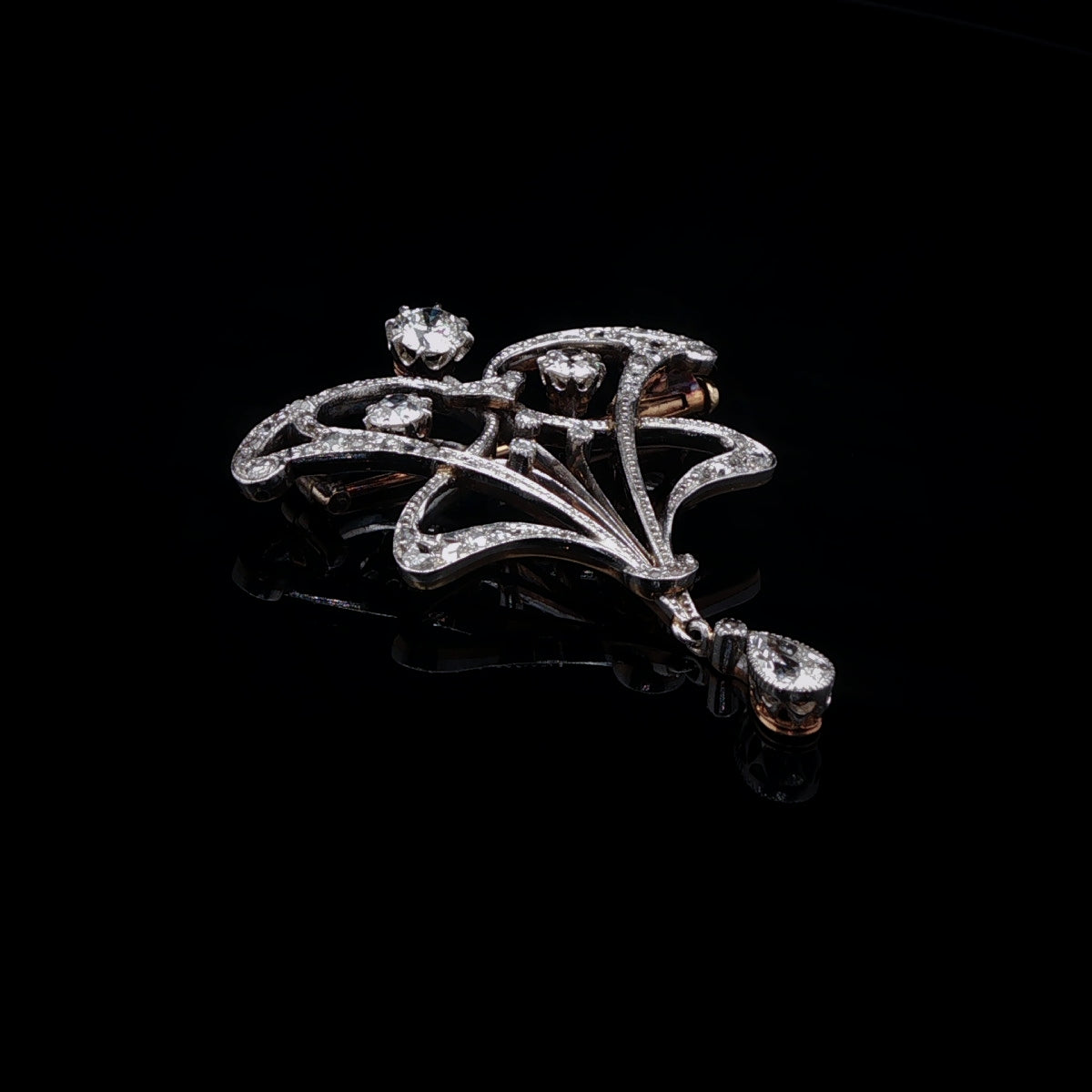 Antique Victorian Platinum and 18ct Gold 1.00ct Diamond Brooch, Circa 1890