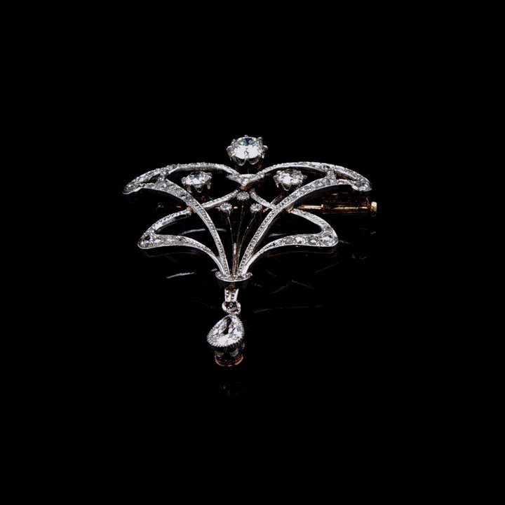 Antique Victorian Platinum and 18ct Gold 1.00ct Diamond Brooch, Circa 1890