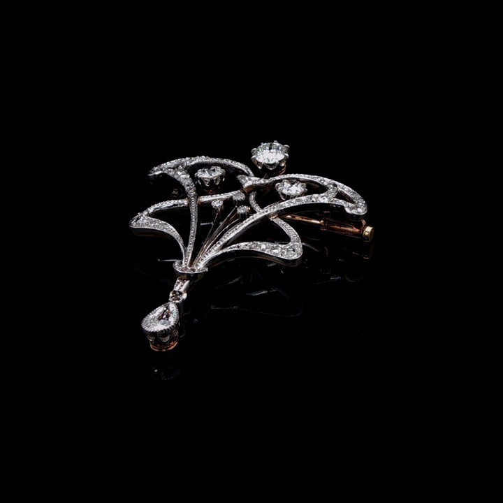 Antique Victorian Platinum and 18ct Gold 1.00ct Diamond Brooch, Circa 1890