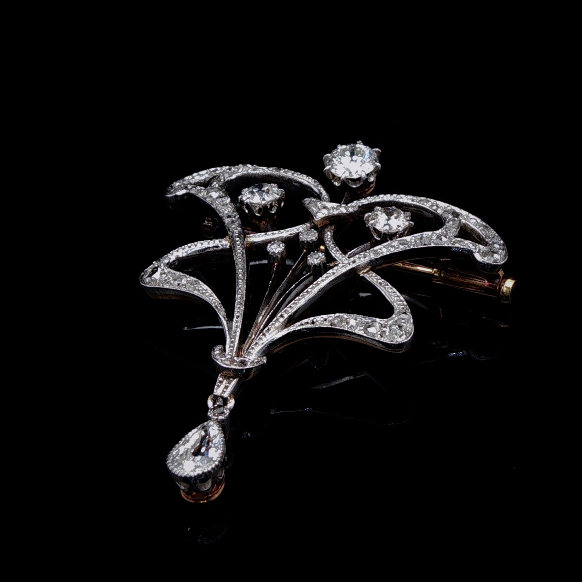 Antique Victorian Platinum and 18ct Gold 1.00ct Diamond Brooch, Circa 1890