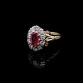 Vintage 18ct Gold 0.50ct Ruby and  Old Cut 0.50ct Diamond Cluster Ring