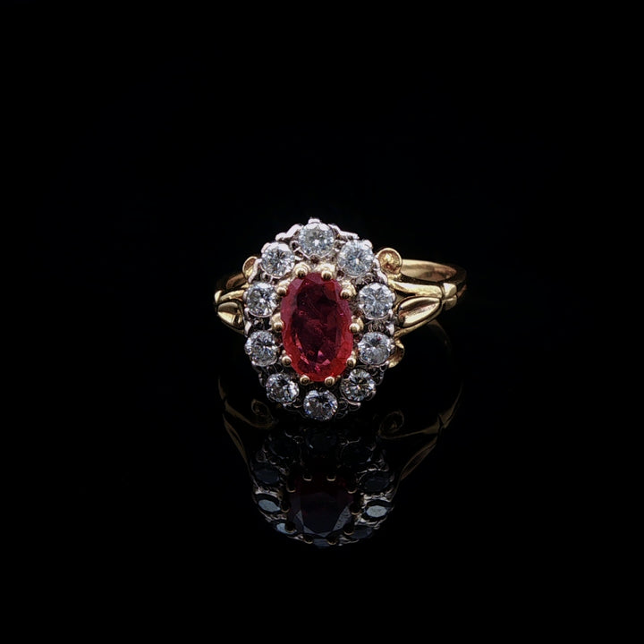 Vintage 18ct Gold 0.50ct Ruby and  Old Cut 0.50ct Diamond Cluster Ring