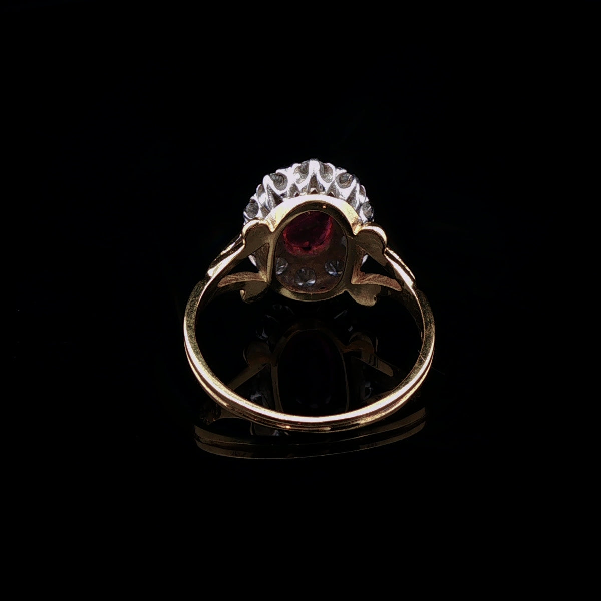 Vintage 18ct Gold 0.50ct Ruby and  Old Cut 0.50ct Diamond Cluster Ring