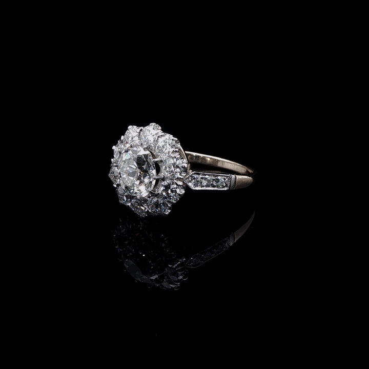 Vintage 18ct Gold Old Cut 2.55ct Diamond Cluster Ring