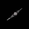 Antique Edwardian 15ct Gold, Platinum and Old Cut Diamond Bar Brooch, Circa 1905