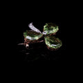 Art Deco Gold and Platinum Peridot and  Old Cut Diamond Clover Brooch, Circa 1920