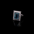Vintage 18ct White Gold Blue Zircon and Brilliant Cut Diamond Cocktail Ring