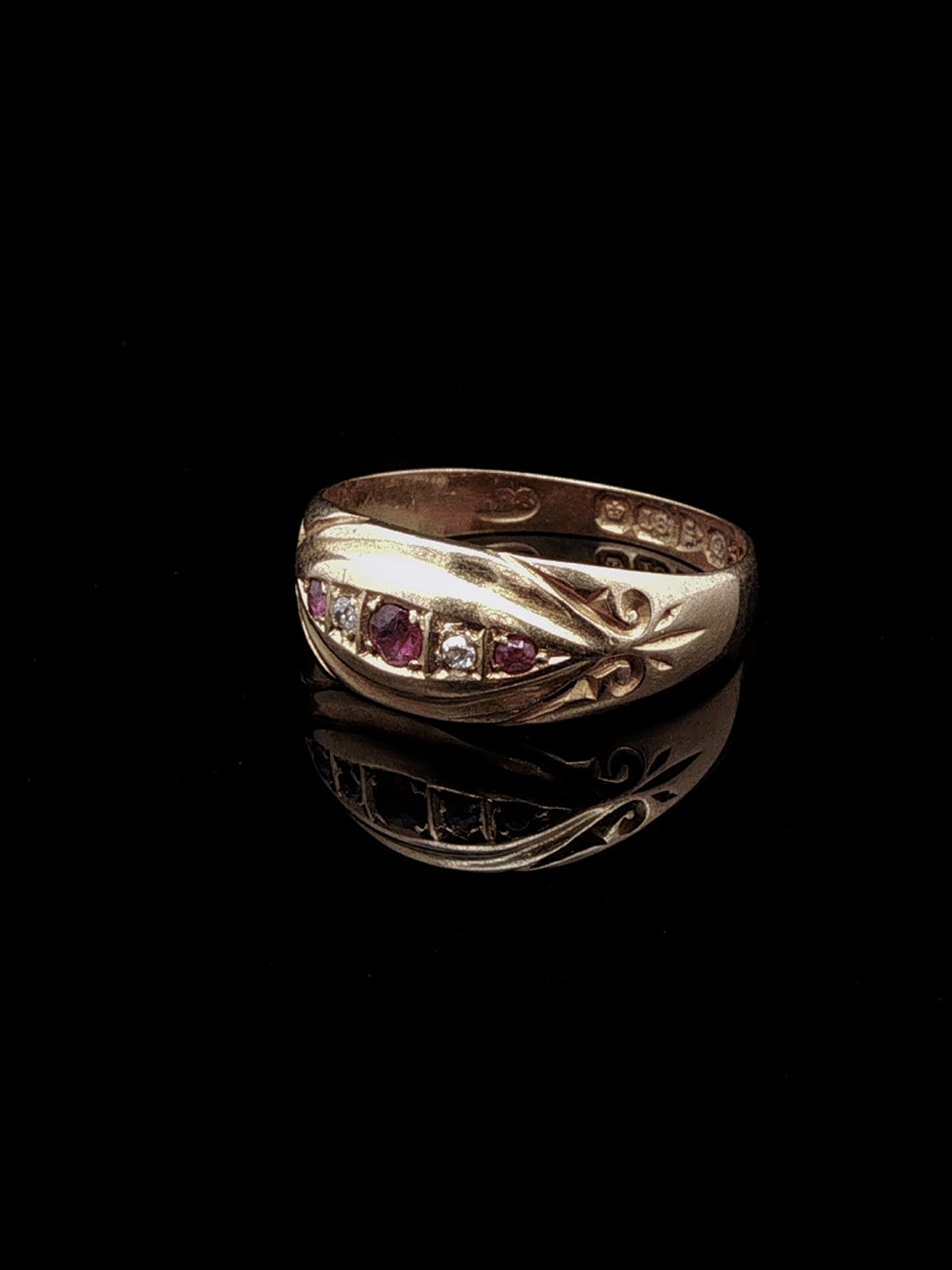 Antique Edwardian 18ct Gold Ruby and Diamond Ring, Chester 1904