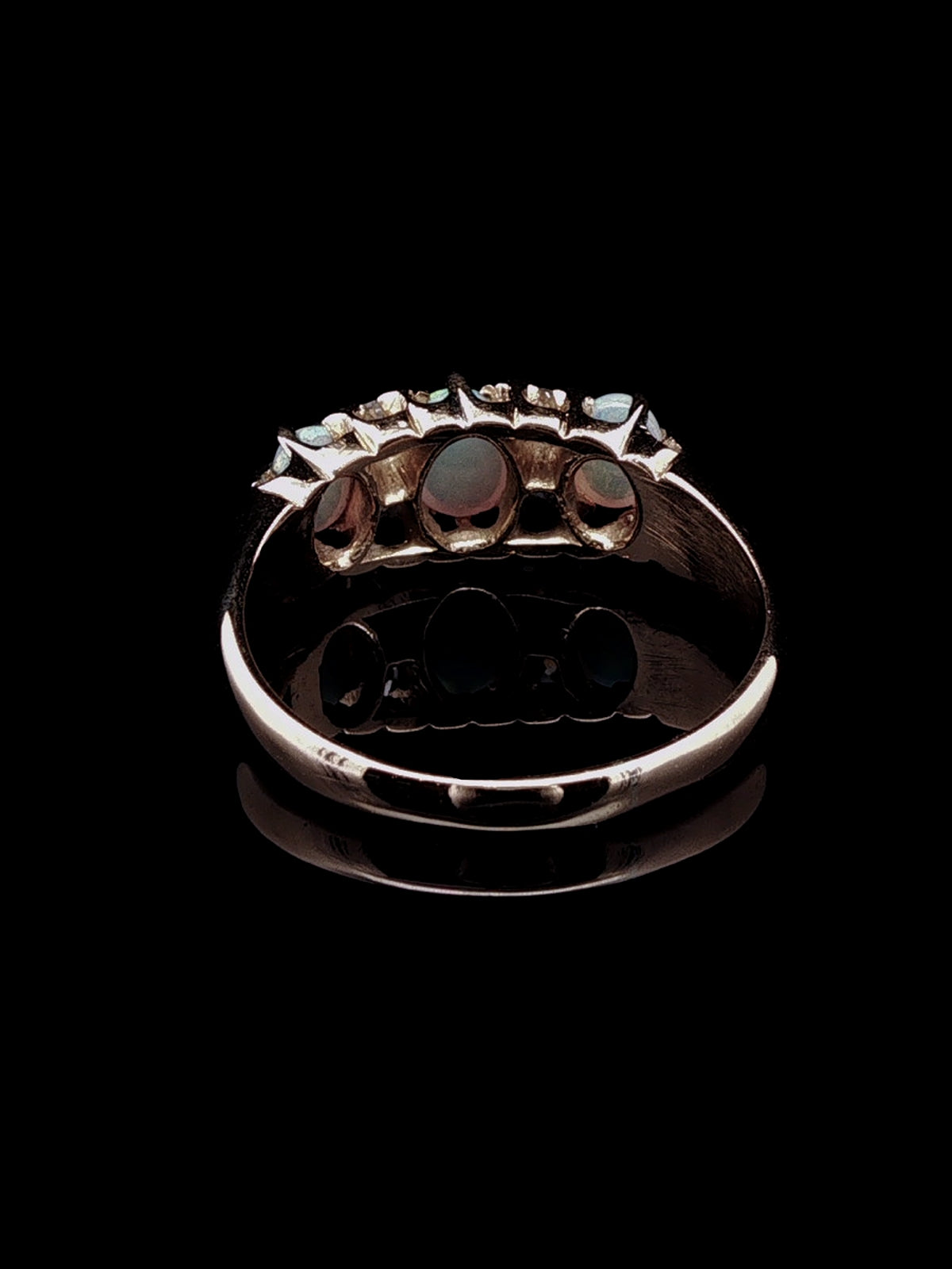 Antique 18ct Yellow Gold Opal and Old Cut Diamond Ring, Circa 1900