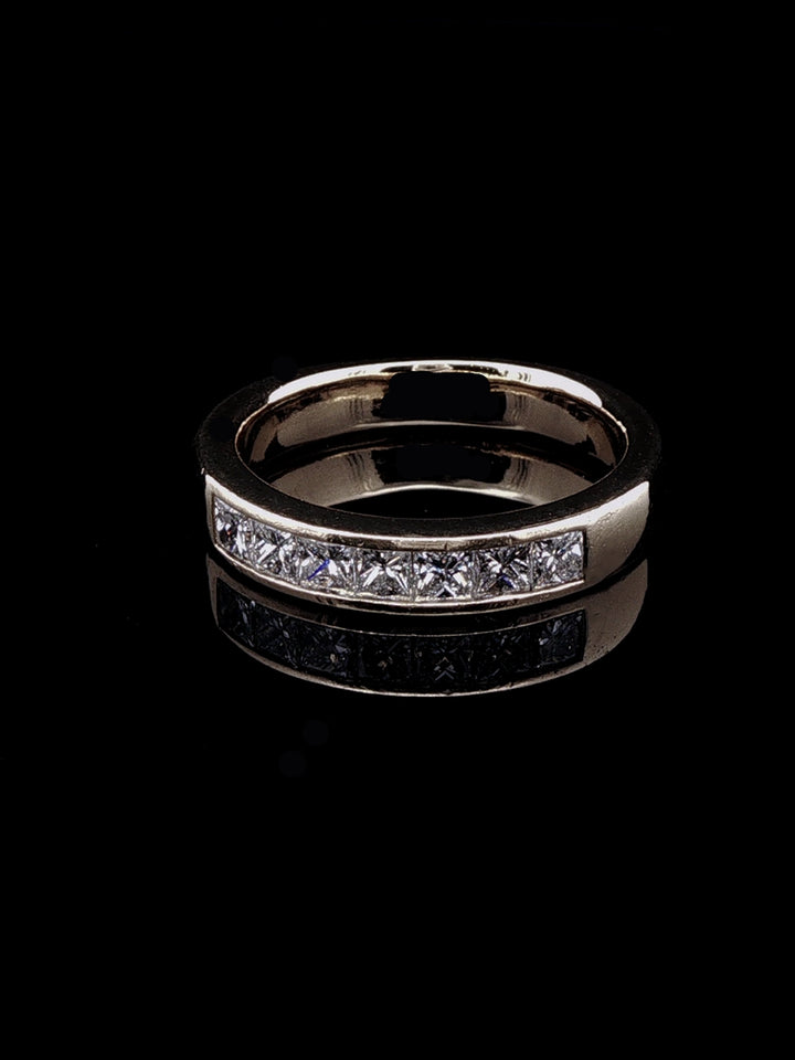 18ct Yellow Gold Princess Cut Diamond Half Eternity Ring, 0.70ct