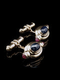 Vintage 18ct Yellow Gold Sapphire and  Ruby Cabochon Cufflinks by David Webb