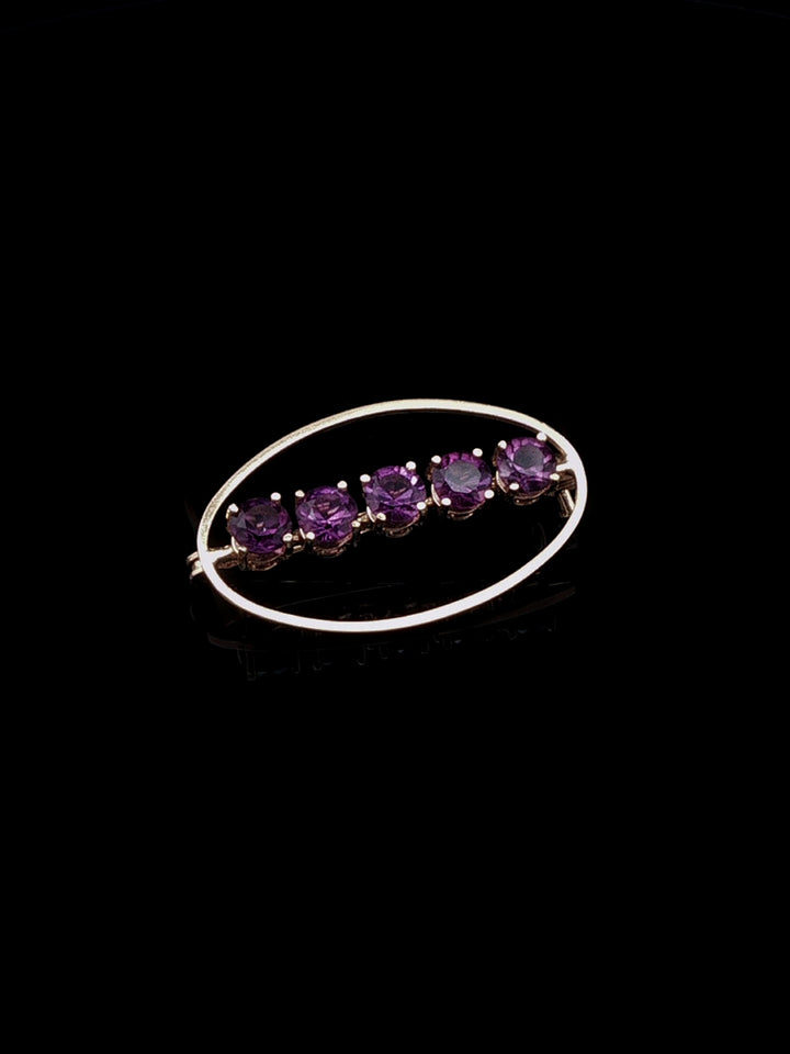 Vintage 18ct Yellow Gold Five Oval Amethyst Brooch