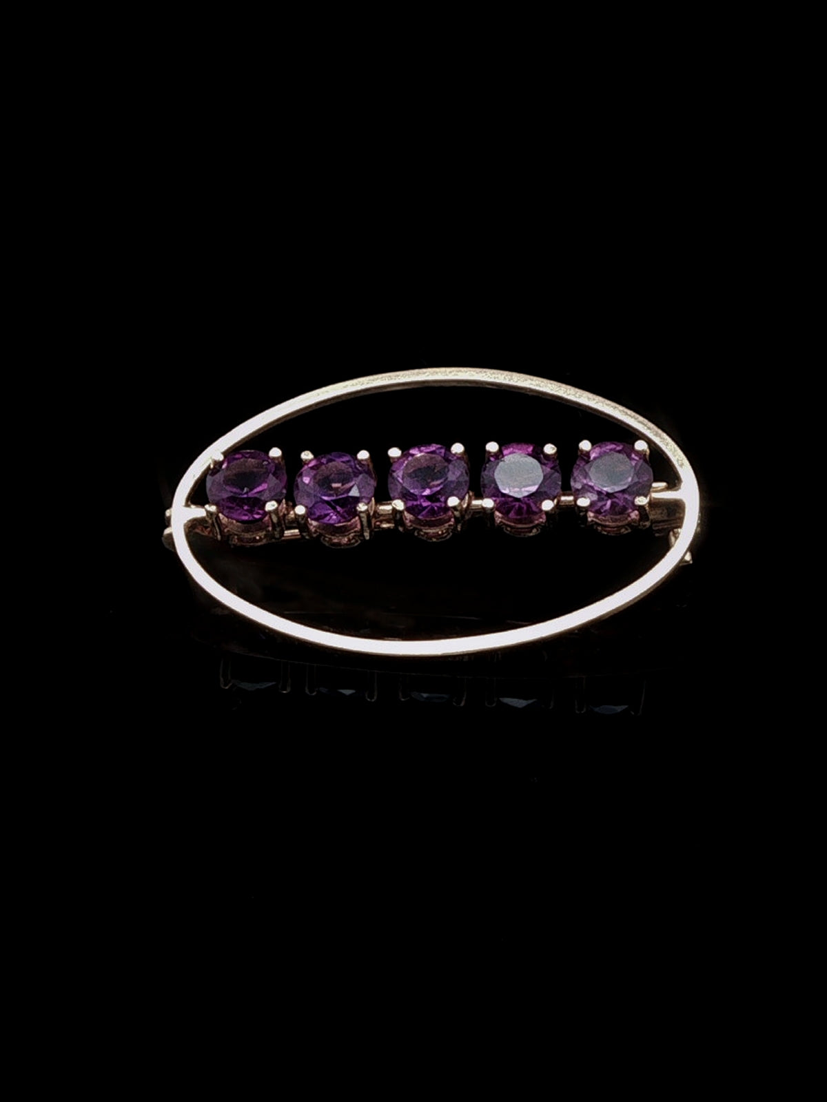 Vintage 18ct Yellow Gold Five Oval Amethyst Brooch