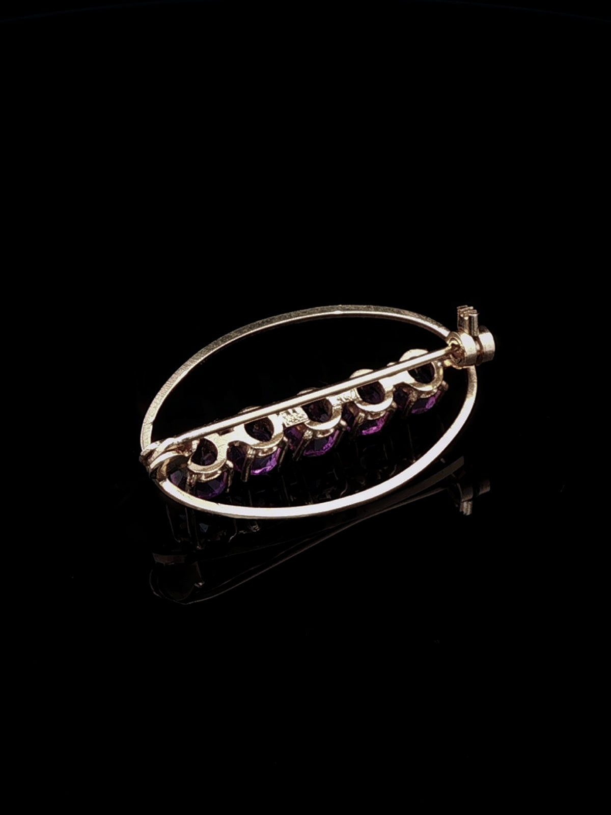 Vintage 18ct Yellow Gold Five Oval Amethyst Brooch