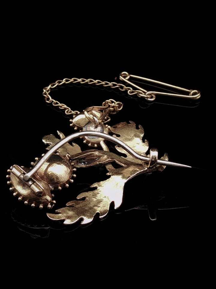 Vintage 18ct Yellow Gold Amethyst and Pearl Thistle Spray Brooch