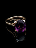 Vintage 18ct Yellow Gold Oval Amethyst Solitaire Ring