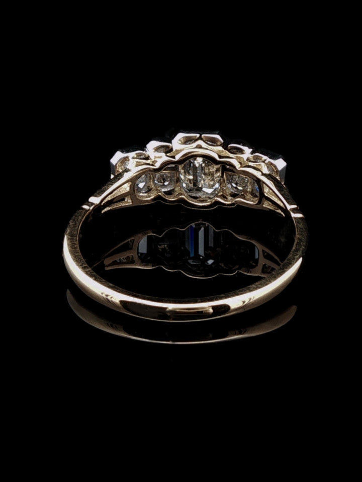 Art Deco Style Seven Stone 1.15ct Diamond Ring in 18ct Gold and Platinum