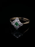 Art Deco 18ct Gold 0.35ct Diamond and Emerald Cluster Ring, Circa 1930