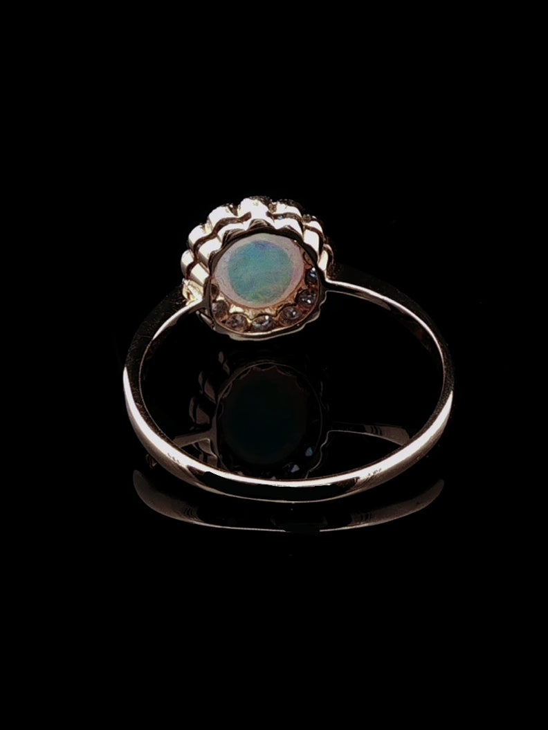 18ct Gold Art Deco Opal and Diamond Cluster Ring, Circa 1935