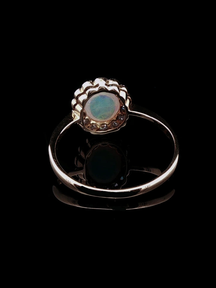 18ct Gold Art Deco Opal and Diamond Cluster Ring, Circa 1935