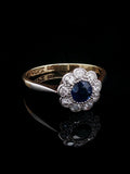 Art Deco 18ct Gold and Platinum Sapphire and Dioamond Cluster Ring, Circa 1935