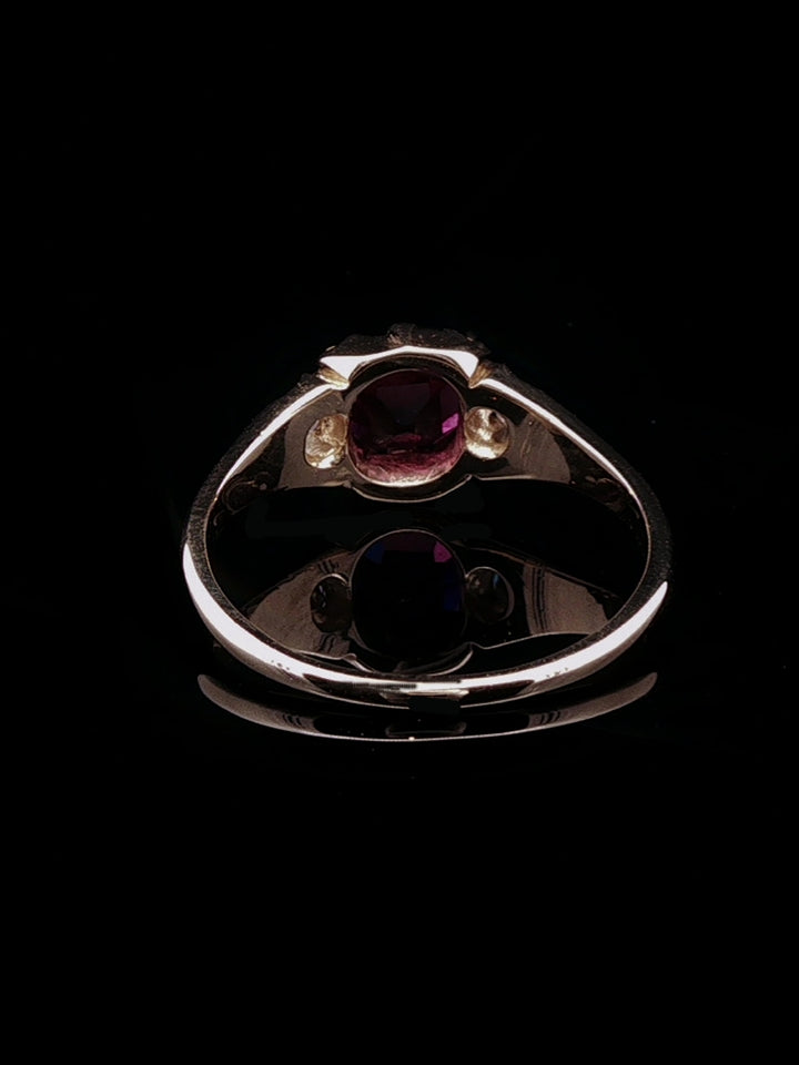 Edwardian 15ct Gold Almandine Garnet and Old Cut Diamod Ring, Circa 1905
