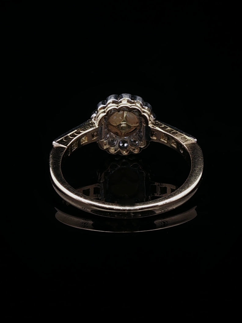 Antique Edwardian 18ct Gold Pearl and 0.40ct Diamond Cluster Ring, Circa 1900