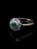 Vintage 18ct Gold Emerald and 0.60ct Diamond Cluster Ring, Circa 1950
