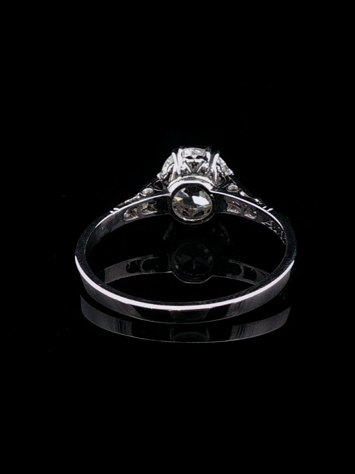 Art Deco Platinum Old Cut 1.37ct Diamond Solitaire Ring, Circa 1935