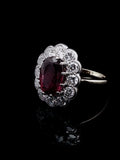 Vintage 18ct Gold 3.93ct Tourmaline and 1.00ct Old Cut Diamond Cluster Ring
